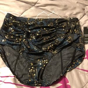 STARRY PRINT RUCHED HIGH WAIST SWIM BOTTOM